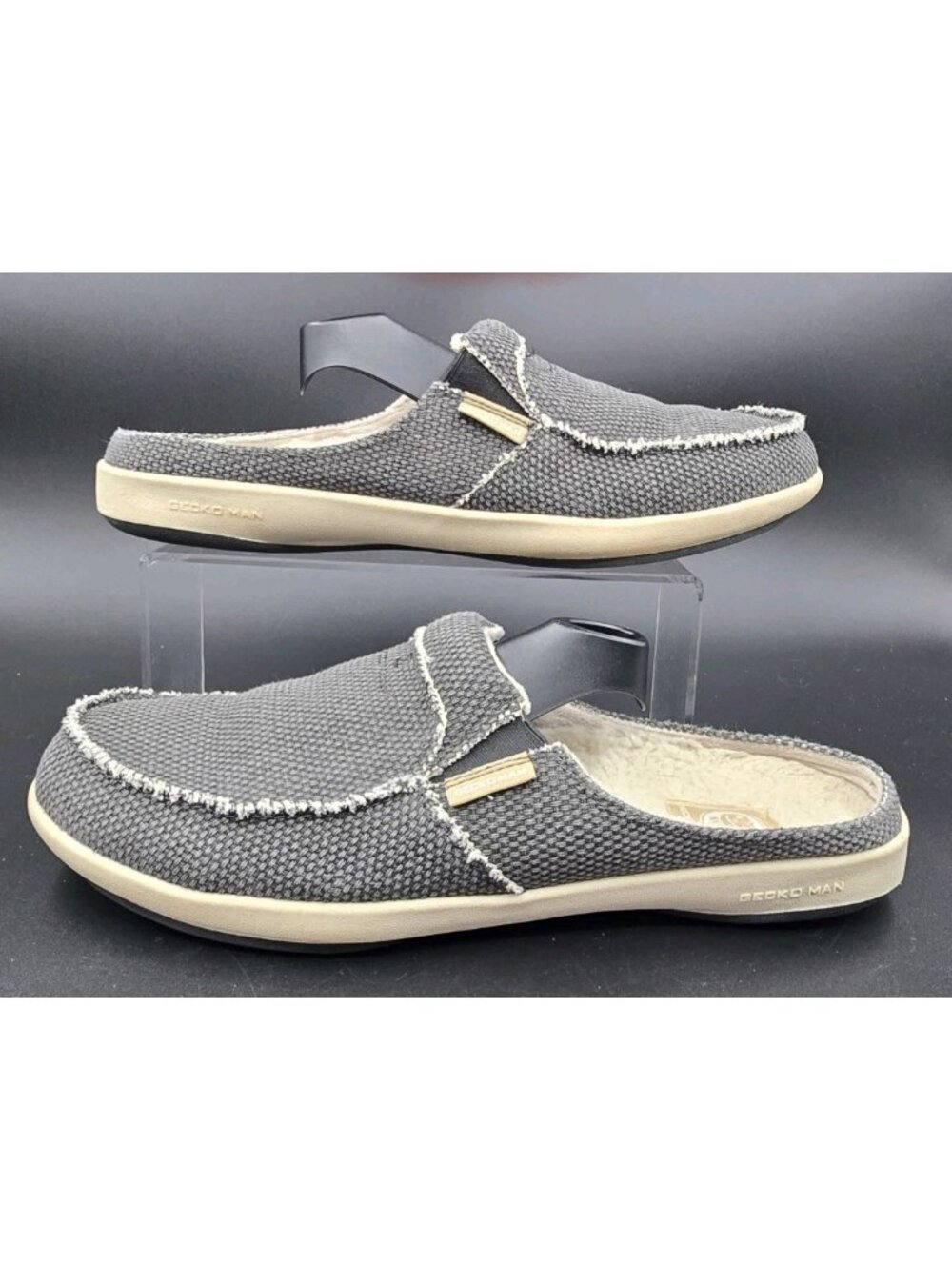 Gecko Man Slip-On Shoes Mules Clogs Fleece Lined Canvas Casual Comfort Men's 13